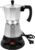 Silver Aluminum Electric Moka Pot, 3 or 6 Cups Espresso Maker with Dose Reduction Plate