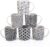 Set of 6 11.5 oz Coffee Mugs with Black and White Geometric Patterns, Ceramic Tea Cup Set